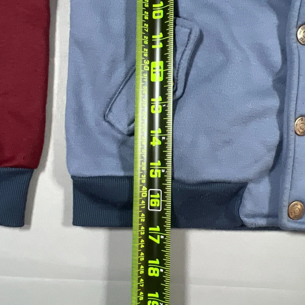 Ben Sherman 63 Logo Jacket Kids Blue Maroon Snap Front‎ Raglan Sleeve Rib Cuffs
